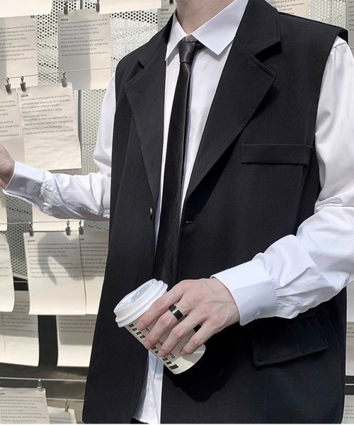 NEW GENTLEMAN（ニュージェントルマン）の「ハグリッド テーラー ビッグベスト ジレ（ベスト・メンズ・ブラック・L/M）」の4枚目の写真