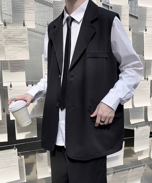 NEW GENTLEMAN（ニュージェントルマン）の「ハグリッド テーラー ビッグベスト ジレ（ベスト・メンズ・ブラック・L/M）」の5枚目の写真