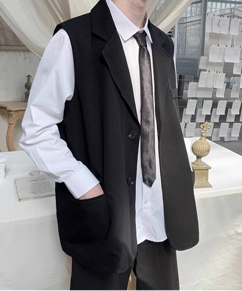 NEW GENTLEMAN（ニュージェントルマン）の「ハグリッド テーラー ビッグベスト ジレ（ベスト・メンズ・ブラック・L/M）」の6枚目の写真