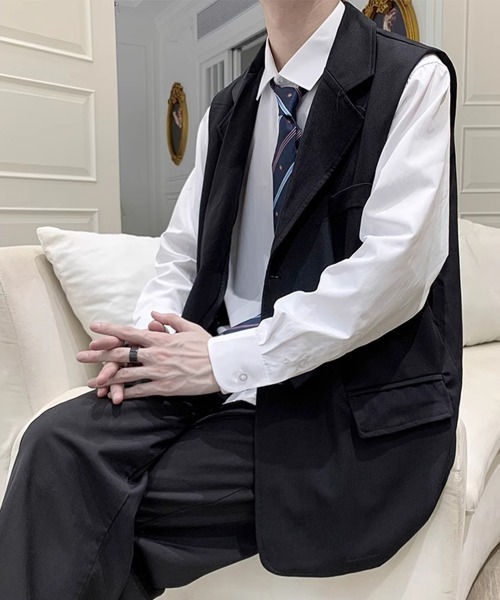 NEW GENTLEMAN（ニュージェントルマン）の「ハグリッド テーラー ビッグベスト ジレ（ベスト・メンズ・ブラック・L/M）」の11枚目の写真