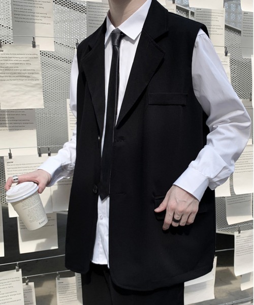 NEW GENTLEMAN（ニュージェントルマン）の「ハグリッド テーラー ビッグベスト ジレ（ベスト・メンズ・ブラック・L/M）」の3枚目の写真