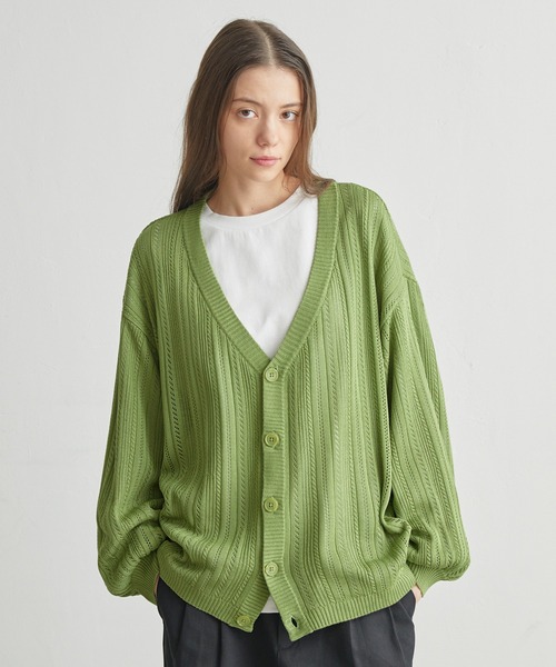 molk（モルク）の「【molk】バルーンシルエット透かし編みカーディガン