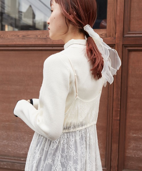新品　未使用　タグ付　mimosa　ドレス　ワンピース　セット　レース　2way XS-Lサイズあり【SETTAN/セッタン】フラワーレース/ フリル