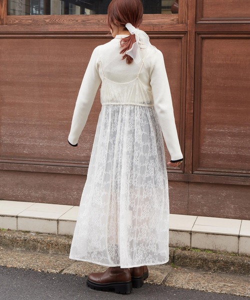 【新品】ダブルクローゼット　wcloset レースティアードキャミ ホワイト レースティアードキャミ | w closet(ダブルクローゼット