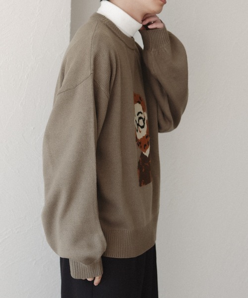 epnok(エプノック)の「OJISANジャガードルーズニット(ニット/セーター・メンズ・モカ/ブルー・SMALL/MEDIUM/LARGE)」の5枚目の写真