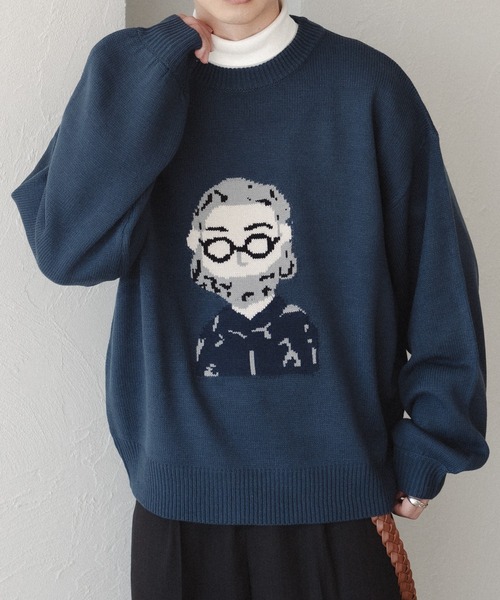 epnok(エプノック)の「OJISANジャガードルーズニット(ニット/セーター・メンズ・モカ/ブルー・SMALL/MEDIUM/LARGE)」の13枚目の写真