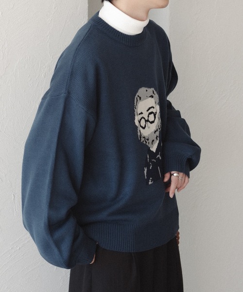 epnok(エプノック)の「OJISANジャガードルーズニット(ニット/セーター・メンズ・モカ/ブルー・SMALL/MEDIUM/LARGE)」の15枚目の写真