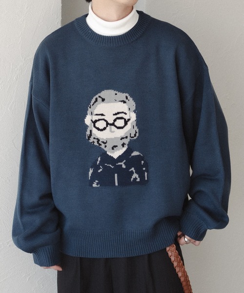epnok(エプノック)の「OJISANジャガードルーズニット(ニット/セーター・メンズ・モカ/ブルー・SMALL/MEDIUM/LARGE)」の12枚目の写真