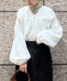 GENE HEAVENS | (GENE HEAVENS)コットンパールボタン ダブルVネック シャツブラウス(シャツ/ブラウス)