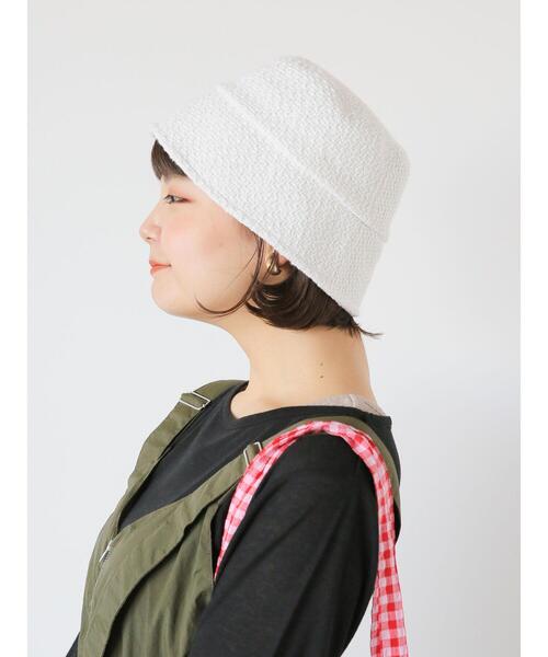 ehka sopo(エヘカソポ)の「スラブバケットハット(ハット・レディース・オフホワイト/ブラック/グリーン・F)」の1枚目の写真