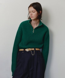 ハーフジップ」に該当するニット/セーター（グリーン・カーキ