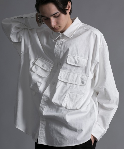 aimoha(アイモハ)の「【aimoha neo】 MULTI POCKET SHIRT(シャツ/ブラウス・メンズ・ブラック/ホワイト・MEDIUM/LARGE/X-LARGE/XX-LARGE)」の1枚目の写真