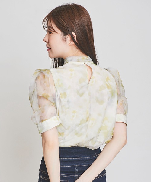 ジャンティーク購入　vintage 花柄　ブラウス　ボウタイ DLARGE.JPG
