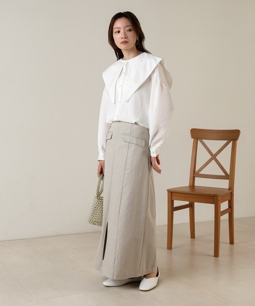 Bab(バブ)の「ビッグセーラーカラーブラウス(シャツ/ブラウス・レディース・ミント/オフホワイト/ブラック・M)」の18枚目の写真