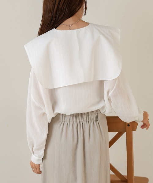 Bab(バブ)の「ビッグセーラーカラーブラウス(シャツ/ブラウス・レディース・ミント/オフホワイト/ブラック・M)」の22枚目の写真