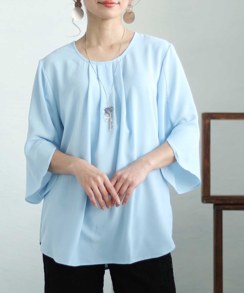 Sawa a la mode(サワアラモード)の「スリット袖シャツブラウス(シャツ/ブラウス・レディース・ミント/ピンク/ネイビー/ブラック/ホワイト/ライトブルー/ボルドー・FREE)」の1枚目の写真