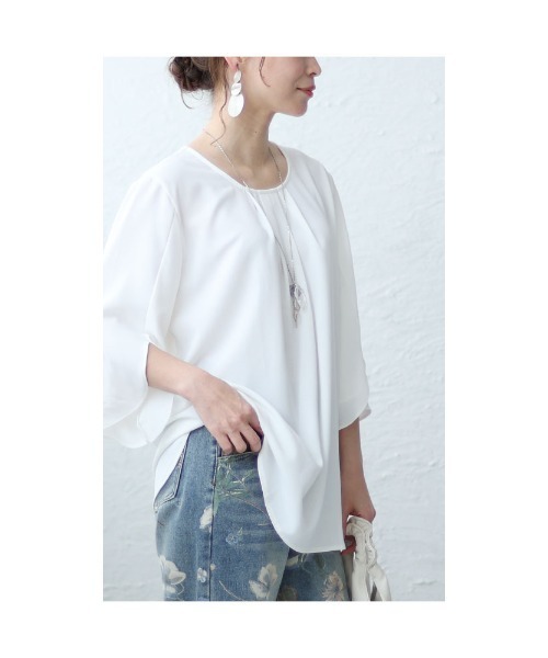 Sawa a la mode(サワアラモード)の「スリット袖シャツブラウス(シャツ/ブラウス・レディース・ミント/ピンク/ネイビー/ブラック/ホワイト/ライトブルー/ボルドー・FREE)」の22枚目の写真