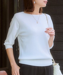 7days Life Styling（セブンデイズライフスタイリング）の「【接触冷感／UVカット／毛玉防止】パフ袖ボートネックリブニット（ニット/セーター）」