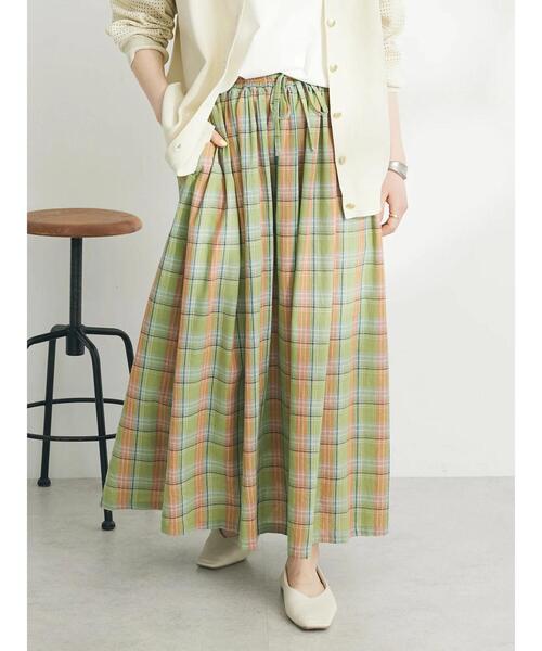 CRAFT STANDARD BOUTIQUE（クラフトスタンダードブティック）の「チェックギャザーロングスカート（スカート・レディース・ミント/ベージュ/ライトグリーン・FREE）」の7枚目の写真