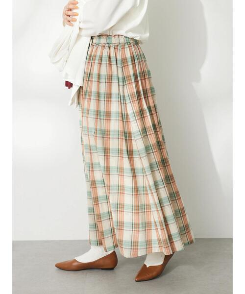 CRAFT STANDARD BOUTIQUE（クラフトスタンダードブティック）の「チェックギャザーロングスカート（スカート・レディース・ミント/ベージュ/ライトグリーン・FREE）」の10枚目の写真