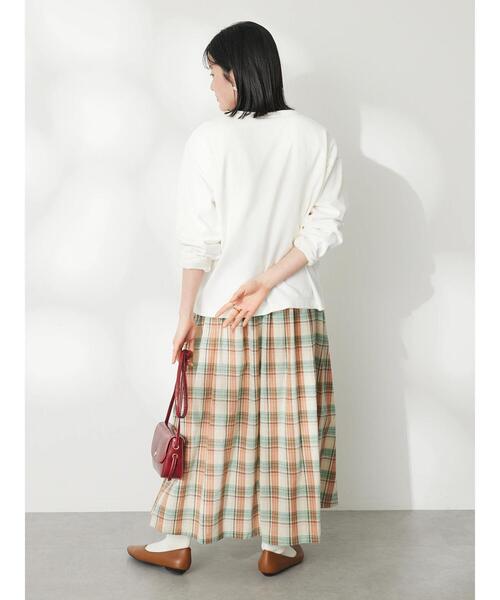 CRAFT STANDARD BOUTIQUE（クラフトスタンダードブティック）の「チェックギャザーロングスカート（スカート・レディース・ミント/ベージュ/ライトグリーン・FREE）」の15枚目の写真