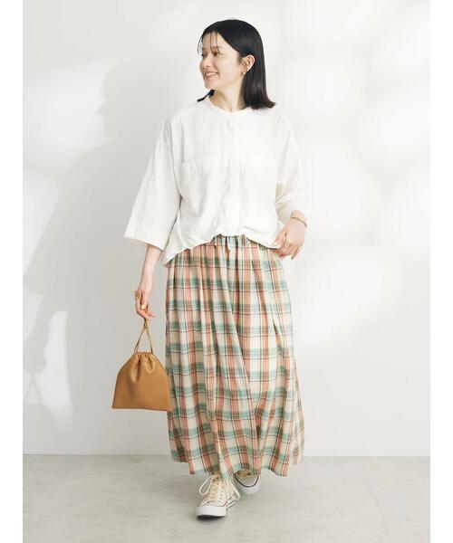 CRAFT STANDARD BOUTIQUE（クラフトスタンダードブティック）の「チェックギャザーロングスカート（スカート・レディース・ミント/ベージュ/ライトグリーン・FREE）」の18枚目の写真