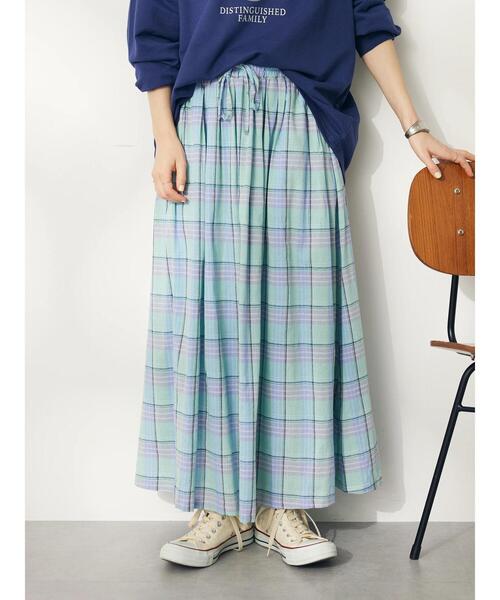 CRAFT STANDARD BOUTIQUE（クラフトスタンダードブティック）の「チェックギャザーロングスカート（スカート・レディース・ミント/ベージュ/ライトグリーン・FREE）」の21枚目の写真