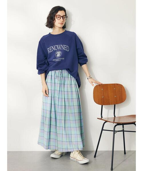 CRAFT STANDARD BOUTIQUE（クラフトスタンダードブティック）の「チェックギャザーロングスカート（スカート・レディース・ミント/ベージュ/ライトグリーン・FREE）」の22枚目の写真