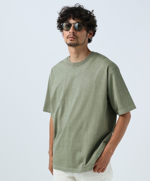 BAYFLOW（ベイフロー）の「[何枚あっても使える]ピグメント半袖Tシャツ（Tシャツ/カットソー・メンズ・オフホワイト/ブルー/チャコール/ピンク/オリーブ/ネイビー/イエロー・MEDIUM/LARGE）」の3枚目の写真