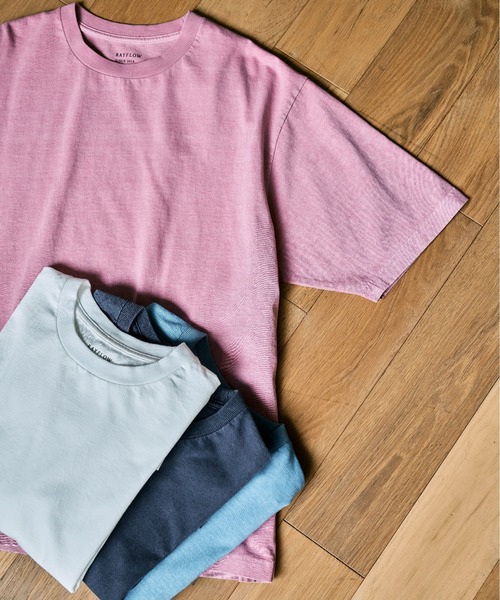BAYFLOW（ベイフロー）の「[何枚あっても使える]ピグメント半袖Tシャツ（Tシャツ/カットソー・メンズ・オフホワイト/ブルー/チャコール/ピンク/オリーブ/ネイビー/イエロー・MEDIUM/LARGE）」の7枚目の写真