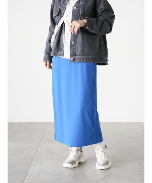 Lugnoncure（ルノンキュール）の「【選べる着丈】ポンチタイトスカート（スカート・レディース・オレンジ/ブルー/チャコールグレー/ブラック/グレー・ﾌﾘｰ(M)/ﾌﾘｰ(L)）」の6枚目の写真