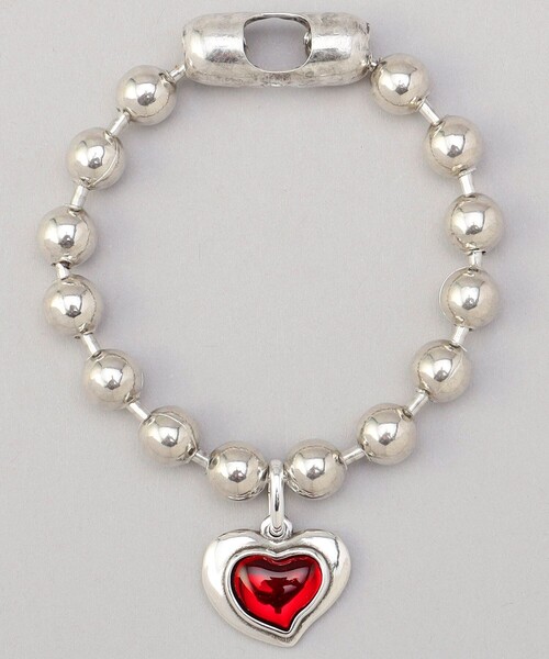 FREAK'S STORE（フリークスストア）の「Otro Accesorio/オトロアクセソリオ ハートボールチェーンブレスレット（ブレスレット・レディース・ブラック/レッド/シルバー・ONE SIZE）」の3枚目の写真