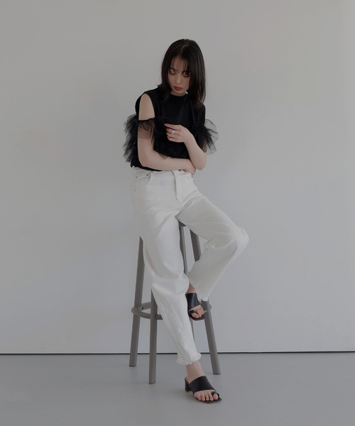 LIAN（リアン）の「3WAYチュールデザインT【入荷禁止】（Tシャツ/カットソー・レディース・ブラック/グレー/オフホワイト・FREE）」の7枚目の写真