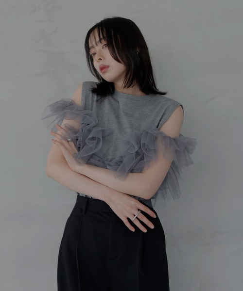 tシャツ 3WAYチュールデザインT レディースsk0328 LIAN tシャツ 3WAYチュールデザインT レディース : ZOZOTOWN