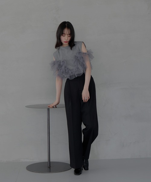 LIAN（リアン）の「3WAYチュールデザインT【入荷禁止】（Tシャツ/カットソー・レディース・ブラック/グレー/オフホワイト・FREE）」の16枚目の写真