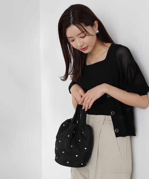 PROPORTION BODY DRESSING（プロポーションボディドレッシング）の「透かし編みカーデ　タンクＳＥＴ　ＵＰ / 1214170424（アンサンブル・レディース・ブラック/ベージュ/パープル・FREE）」の4枚目の写真