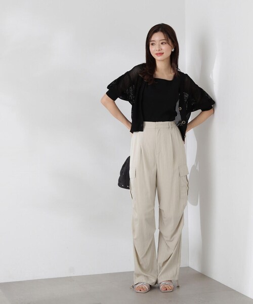 PROPORTION BODY DRESSING（プロポーションボディドレッシング）の「透かし編みカーデ　タンクＳＥＴ　ＵＰ / 1214170424（アンサンブル・レディース・ブラック/ベージュ/パープル・FREE）」の5枚目の写真