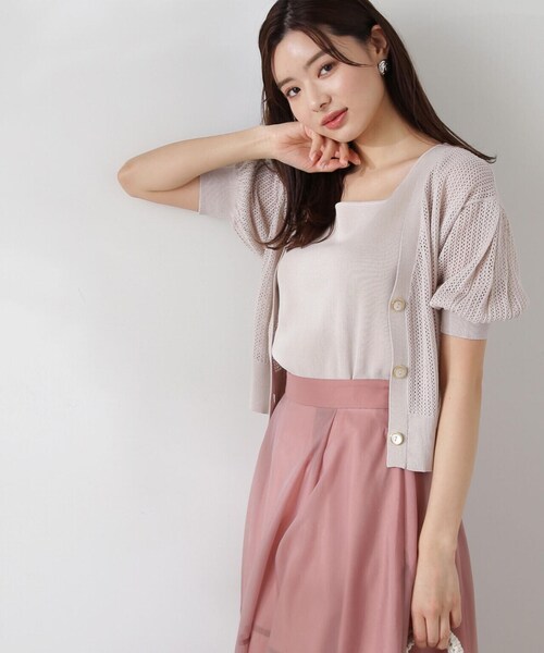 PROPORTION BODY DRESSING（プロポーションボディドレッシング）の「透かし編みカーデ　タンクＳＥＴ　ＵＰ / 1214170424（アンサンブル・レディース・ブラック/ベージュ/パープル・FREE）」の14枚目の写真