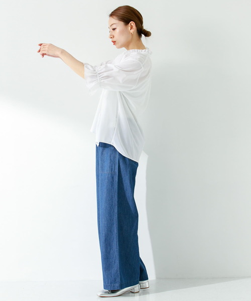 URBAN RESEARCH Sonny Label（アーバンリサーチサニーレーベル）の「『UR TECH』 スタンドフリルブラウス（シャツ/ブラウス・レディース・ホワイト/ブラック/ブルー・FREE）」の18枚目の写真