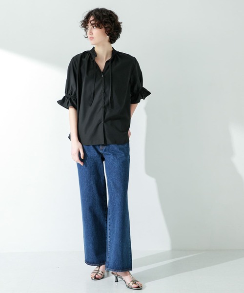 URBAN RESEARCH Sonny Label（アーバンリサーチサニーレーベル）の「『UR TECH』 スタンドフリルブラウス（シャツ/ブラウス・レディース・ホワイト/ブラック/ブルー・FREE）」の7枚目の写真
