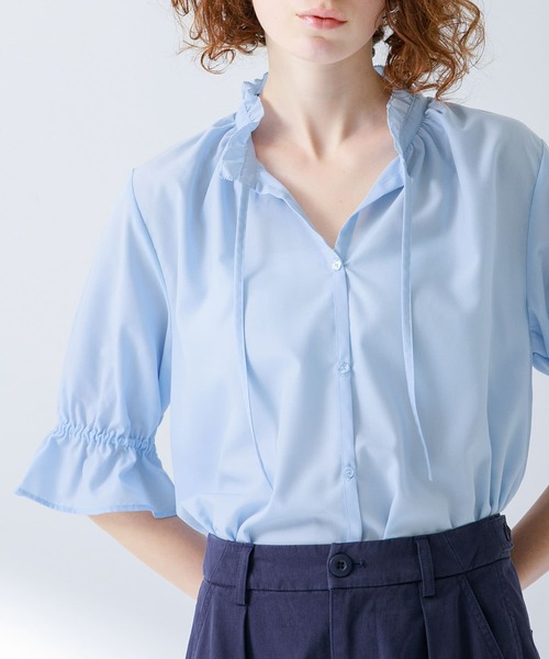 URBAN RESEARCH Sonny Label（アーバンリサーチサニーレーベル）の「『UR TECH』 スタンドフリルブラウス（シャツ/ブラウス・レディース・ホワイト/ブラック/ブルー・FREE）」の10枚目の写真