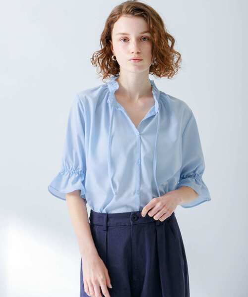 URBAN RESEARCH Sonny Label（アーバンリサーチサニーレーベル）の「『UR TECH』 スタンドフリルブラウス（シャツ/ブラウス・レディース・ホワイト/ブラック/ブルー・FREE）」の11枚目の写真