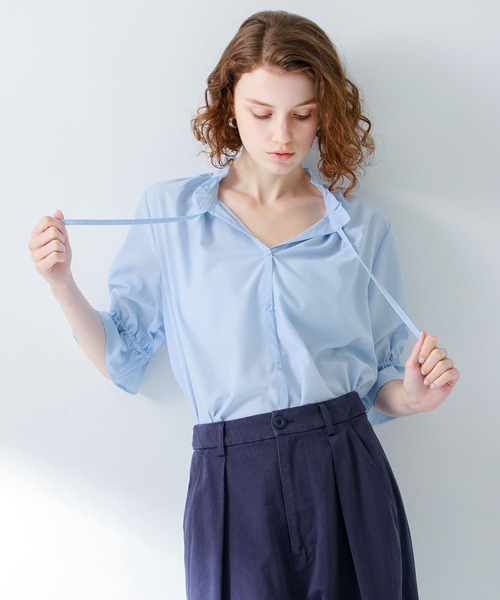 URBAN RESEARCH Sonny Label（アーバンリサーチサニーレーベル）の「『UR TECH』 スタンドフリルブラウス（シャツ/ブラウス・レディース・ホワイト/ブラック/ブルー・FREE）」の12枚目の写真