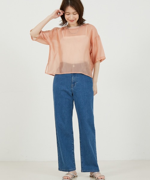 abahouse mavie(アバハウスマヴィ)の「【シアートップス】シアー半袖Tシャツ/春服/夏服(シャツ/ブラウス・レディース・ホワイト/ブラック/ライム/モカ/ピンクベージュ/チョコ/ネイビー・フリー)」の18枚目の写真