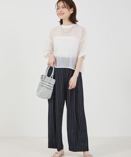 abahouse mavie(アバハウスマヴィ)の「【シアートップス】シアー半袖Tシャツ/春服/夏服(シャツ/ブラウス・レディース・ホワイト/ブラック/ライム/モカ/ピンクベージュ/チョコ/ネイビー・フリー)」の20枚目の写真