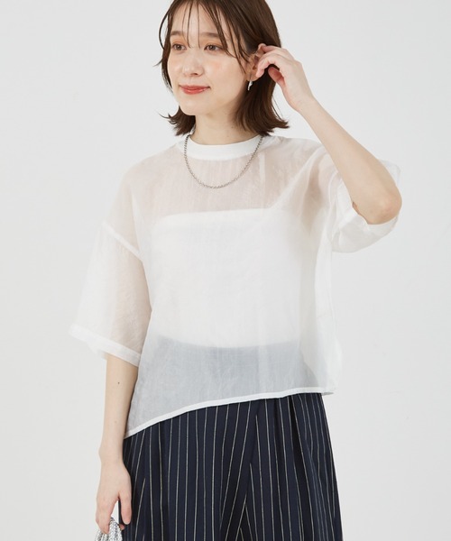 abahouse mavie(アバハウスマヴィ)の「【シアートップス】シアー半袖Tシャツ/春服/夏服(シャツ/ブラウス・レディース・ホワイト/ブラック/ライム/モカ/ピンクベージュ/チョコ/ネイビー・フリー)」の21枚目の写真