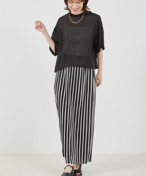 abahouse mavie(アバハウスマヴィ)の「【シアートップス】シアー半袖Tシャツ/春服/夏服(シャツ/ブラウス・レディース・ホワイト/ブラック/ライム/モカ/ピンクベージュ/チョコ/ネイビー・フリー)」の14枚目の写真