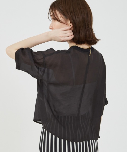 abahouse mavie(アバハウスマヴィ)の「【シアートップス】シアー半袖Tシャツ/春服/夏服(シャツ/ブラウス・レディース・ホワイト/ブラック/ライム/モカ/ピンクベージュ/チョコ/ネイビー・フリー)」の17枚目の写真