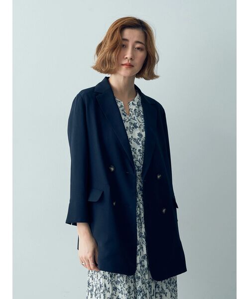 YECCA VECCA（イェッカヴェッカ）の「ダブルブレストジャケット（テーラードジャケット・レディース・ネイビー/グレイッシュベージュ・FREE）」の7枚目の写真