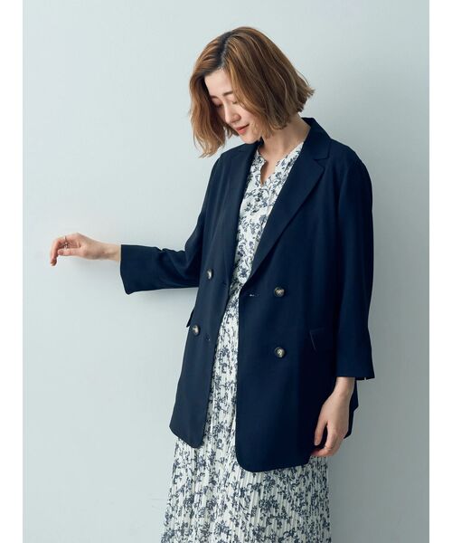 YECCA VECCA（イェッカヴェッカ）の「ダブルブレストジャケット（テーラードジャケット・レディース・ネイビー/グレイッシュベージュ・FREE）」の8枚目の写真